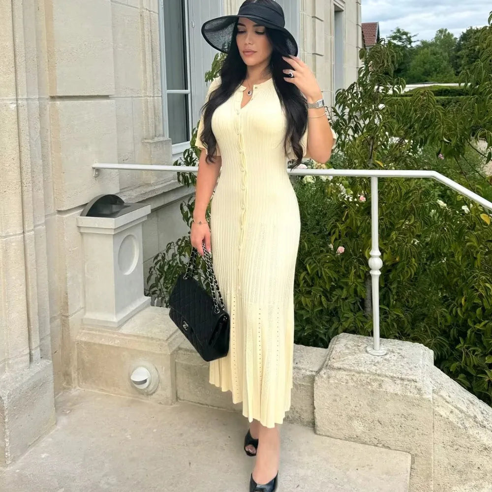 Vestido Midi de Malha com Botões