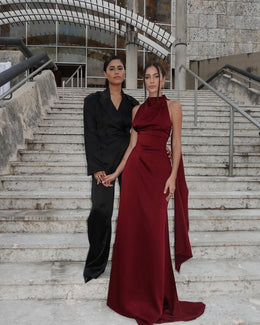 Vestido Comprido Acetinado com Corpete