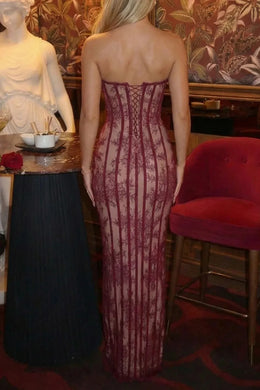 Vestido Comprido de Renda com Corpete
