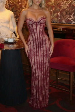 Vestido Comprido de Renda com Corpete