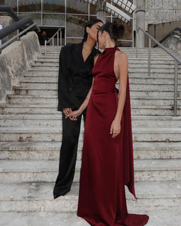 Vestido Comprido Acetinado com Corpete