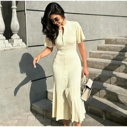 Vestido Midi de Malha com Botões