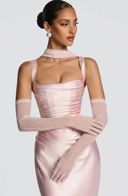 Vestido Comprido sem Alças com Corpete