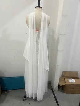 Vestido Comprido sem Alças com Tule