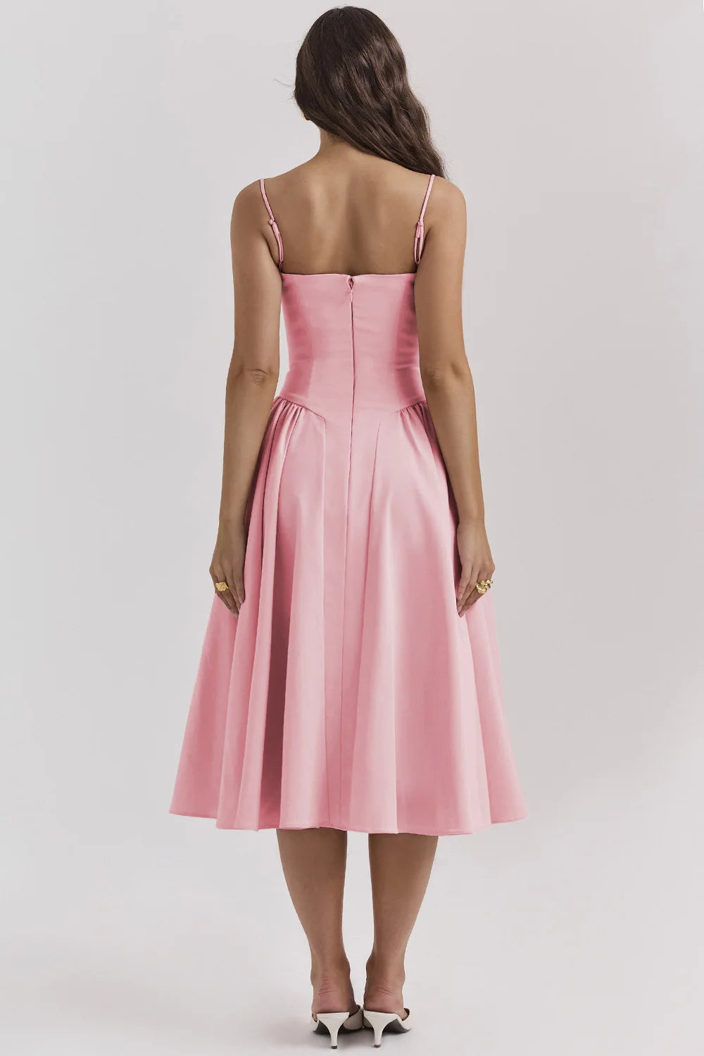 Vestido Midi Floral de Cintura Alta — Modelo A