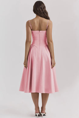 Vestido Midi Floral de Cintura Alta — Modelo A