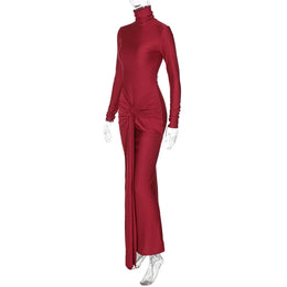 Vestido Comprido de Gola Alta com Atacadores