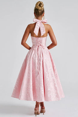 Vestido Comprido com Laço e Corpete