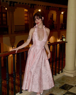 Vestido Comprido com Laço e Corpete