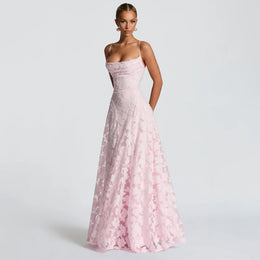 Vestido Comprido de Chiffon com Costas Descobertas