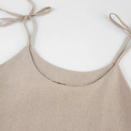 Vestido Curto em Linho com Atacadores