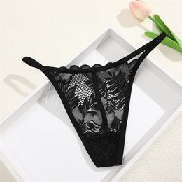 Tanga Floral Transparente de Cintura Baixa