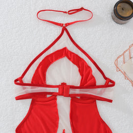 Vestido Comprido com Decote Halter e Costas Descobertas — Vermelho