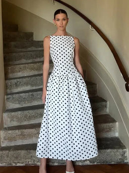 Vestido Comprido de Bolas sem Mangas