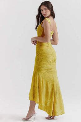 Vestido Comprido sem Alças com Corpete Jacquard