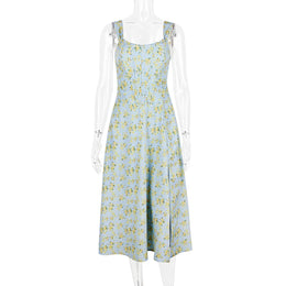 Vestido Midi Floral com Corpete e Bolsos