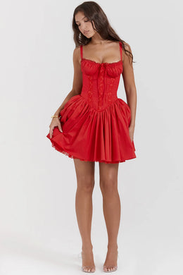Vestido Curto Floral com Corpete
