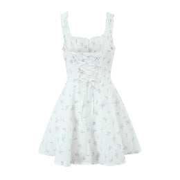 Vestido Curto com Corpete de Renda e Botões