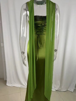 Vestido Comprido sem Alças com Corpete