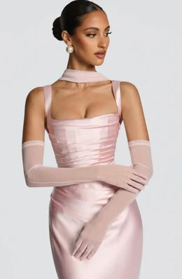 Vestido Comprido sem Alças com Corpete