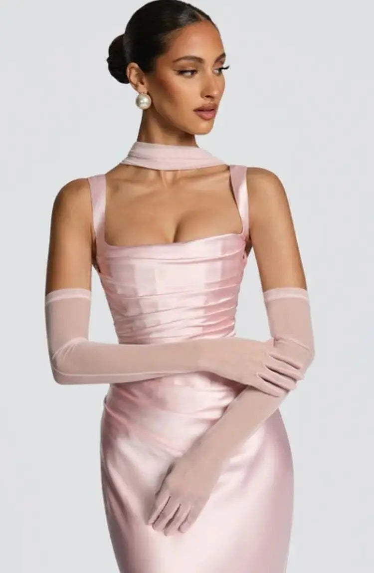 Vestido Comprido sem Alças com Corpete