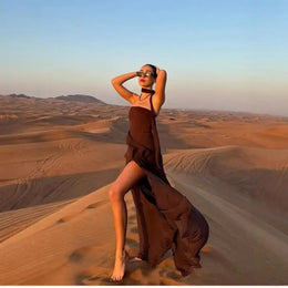 Vestido Comprido sem Alças com Tule