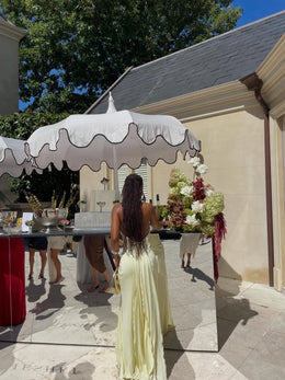 Vestido Comprido Amarelo com Folhos