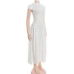 Vestido Comprido Vintage de Bolas sem Mangas