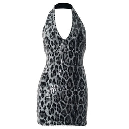 Vestido Curto com Lantejoulas e Decote em V