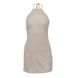 Vestido Curto de Linho com Decote Halter