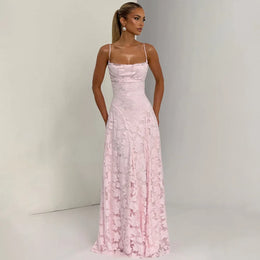 Vestido Comprido de Chiffon com Costas Descobertas