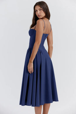 Vestido Midi Floral de Cintura Alta — Modelo B