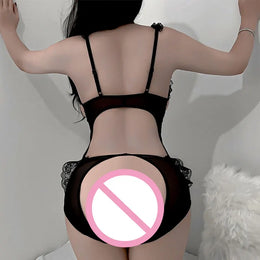 Body de Lingerie com Renda e Costas Descobertas — Vermelho