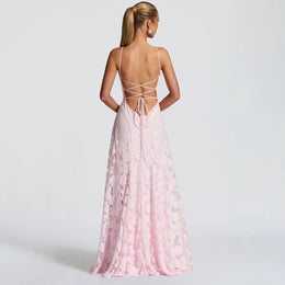 Vestido Comprido de Chiffon com Costas Descobertas