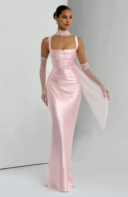 Vestido Comprido sem Alças com Corpete