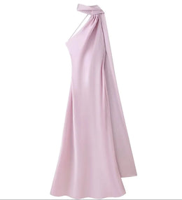 Vestido Comprido Acetinado com Costas Descobertas — Modelo Multicolorido