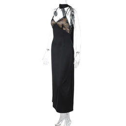 Vestido Comprido de Cetim com Laço e Costas Descobertas
