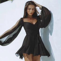 Vestido Curto Leopardo com Folhos e Cinto