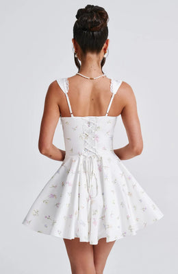 Vestido Curto com Corpete de Renda e Botões