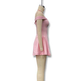 Vestido Curto Rosa de Ombros Descobertos