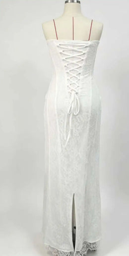 Vestido Comprido de Renda com Corpete