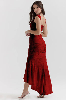 Vestido Comprido sem Alças com Corpete Jacquard