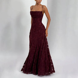Vestido Comprido de Chiffon com Costas Descobertas