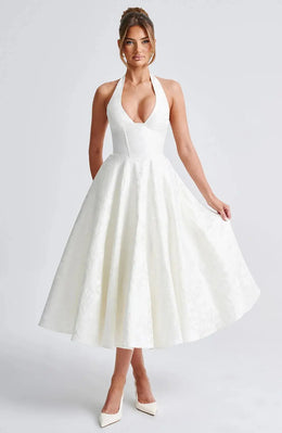 Vestido Comprido com Laço e Corpete