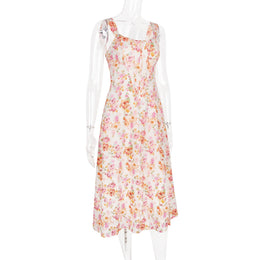 Vestido Midi Floral com Corpete e Bolsos