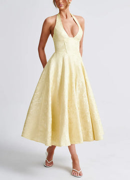 Vestido Comprido com Laço e Corpete