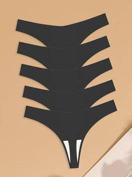 Kit de 5 Tangas em V de Seda Gelo Lisa