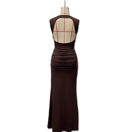 Vestido Comprido sem Mangas com Costas Descobertas