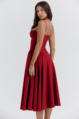 Vestido Midi Floral de Cintura Alta — Modelo B