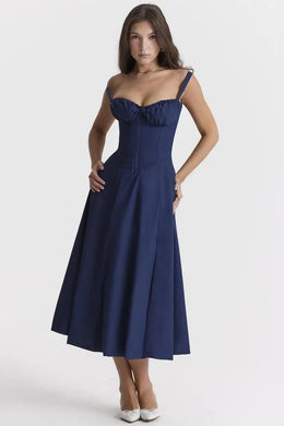 Vestido Midi com Corpete e Atacadores